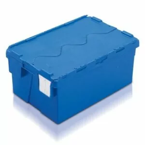 blue plastic containers with lids