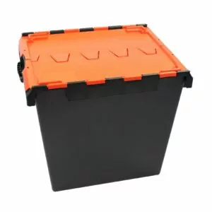 orange storage boxes with lids