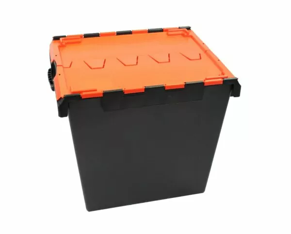 orange storage boxes with lids
